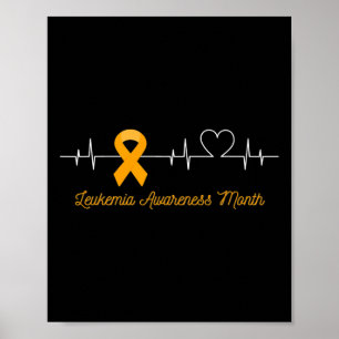 Blood Cancer Awareness Month Orange Ribbon Heartbe Poster