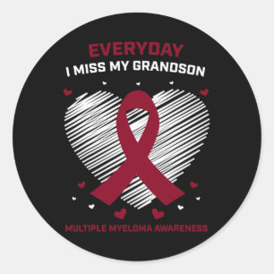 Blood Cancer Awareness Products Grandson Multiple Classic Round Sticker