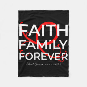 Blood Cancer Awareness Red Ribbon Faith Family For Fleece Blanket