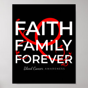 Blood Cancer Awareness Red Ribbon Faith Family For Poster
