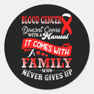 Blood Cancer Awareness Red Ribbon Family Support Classic Round Sticker