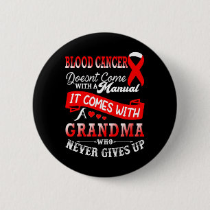 Blood Cancer Awareness Red Ribbon Grandma Support 6 Cm Round Badge