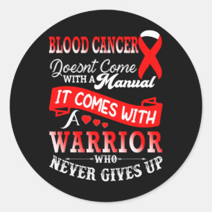 Blood Cancer Awareness Red Ribbon Warrior Support Classic Round Sticker