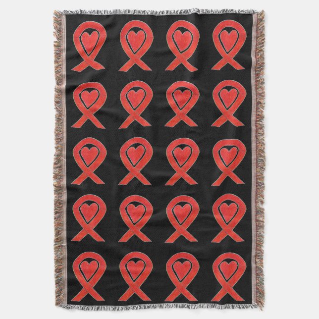 Blood Cancer Awareness Ribbon Art Throw Blankets (Front Vertical)