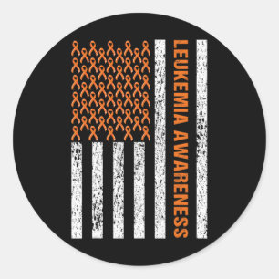 Blood Cancer Awareness Ribbon Orange Leukaemia Ame Classic Round Sticker