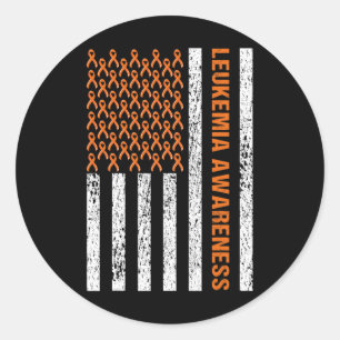 Blood Cancer Awareness Ribbon Orange Leukaemia Ame Classic Round Sticker