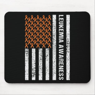 Blood Cancer Awareness Ribbon Orange Leukaemia Fla Mouse Pad