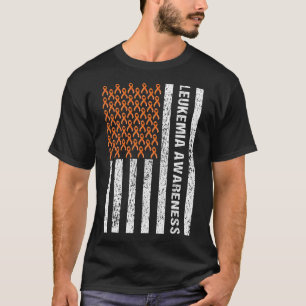Blood Cancer Awareness Ribbon Orange Leukaemia Fla T-Shirt