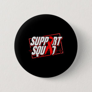 Blood Cancer Awareness - Support Squad - Red Ribbo 6 Cm Round Badge