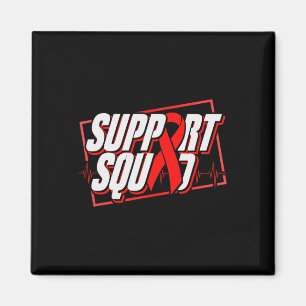 Blood Cancer Awareness - Support Squad - Red Ribbo Magnet