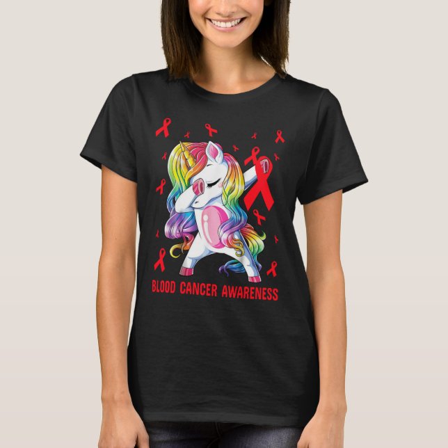 Blood Cancer Awareness unicorn dabbing T-Shirt (Front)