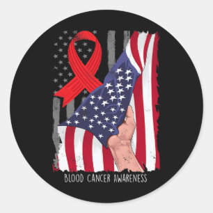 Blood Cancer Awareness Vintage American Flag Red R Classic Round Sticker