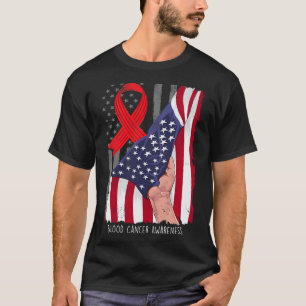 Blood Cancer Awareness Vintage American Flag Red R T-Shirt