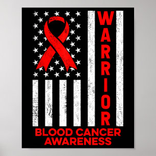Blood Cancer Awareness Warrior American Flag Red R Poster