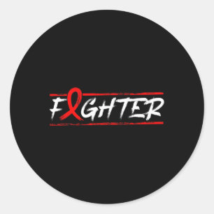 Blood Cancer Fighter - Red Ribbon Awareness Classic Round Sticker