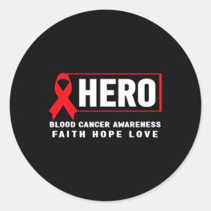 Blood Cancer Hero - Red Ribbon Blood Cancer Awaren Classic Round Sticker