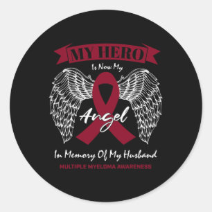 Blood Cancer In Memory Of Husband Multiple Myeloma Classic Round Sticker