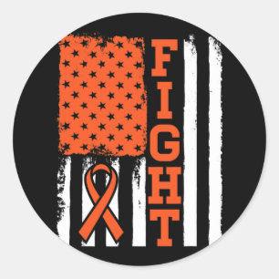 Blood Cancer Leukaemia Fight Flag - Cancer Awarene Classic Round Sticker