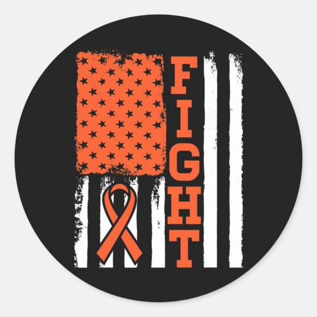 Blood Cancer Leukaemia Fight Flag - Cancer Awarene Classic Round Sticker (Front)
