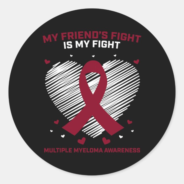 Blood Cancer Products Friend Multiple Myeloma Awar Classic Round Sticker (Front)