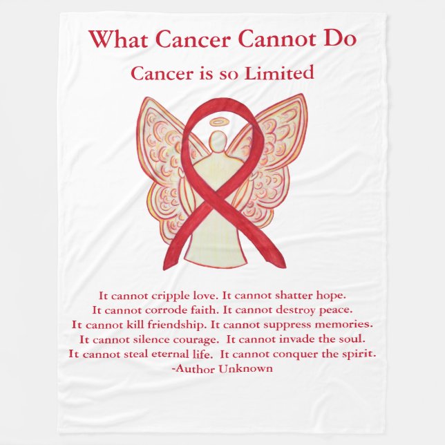 Blood Cancer Red Awareness Ribbon Angel Blanket (Front)