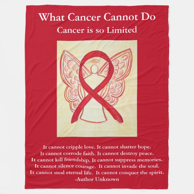 Blood Cancer Red Awareness Ribbon Chemo Blanket (Front)