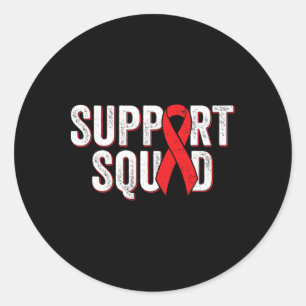 Blood Cancer Red Awareness Ribbon Support Squad Classic Round Sticker
