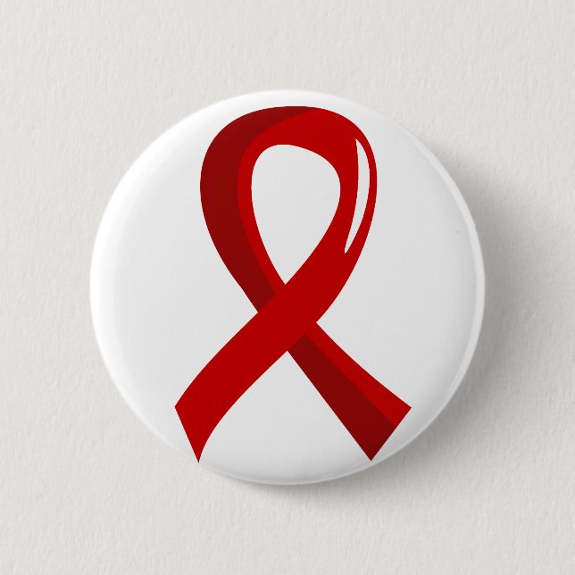 Blood Cancer Red Ribbon 3 6 Cm Round Badge (Front)