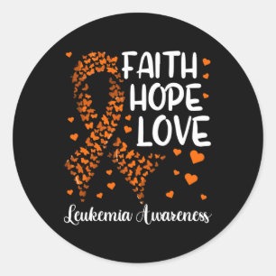 Blood Cancer Ribbon Faith Hope Love Leukaemia Awar Classic Round Sticker