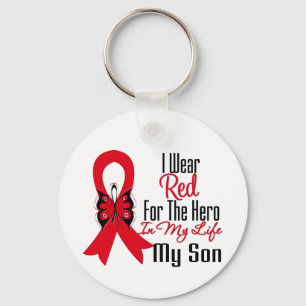 Blood Cancer Ribbon Hero in My Life My Son Key Ring