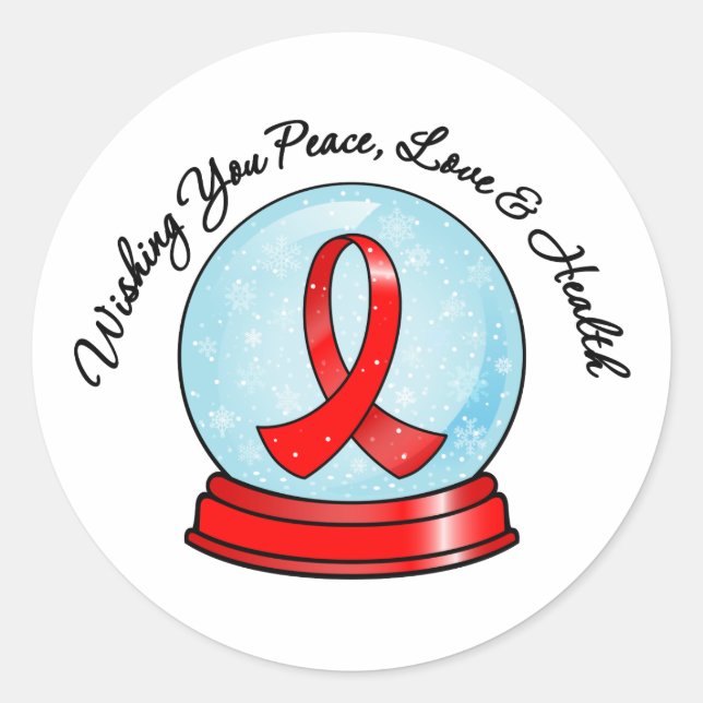 Blood Cancer Ribbon Merry Christmas Snowglobe Classic Round Sticker (Front)