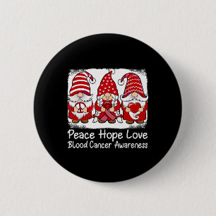 Blood Cancer Support gnomes with ribbon Red  6 Cm Round Badge