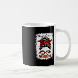 Blood Cancer Warrior Messy Bun Red Ribbon Leopard Coffee Mug