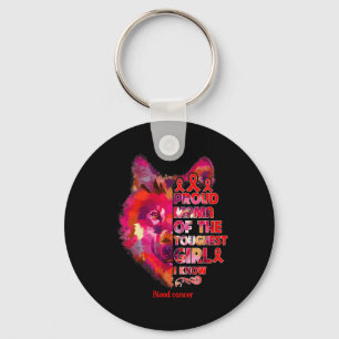 blood cancer wolf mum toughest girl warrior  key ring
