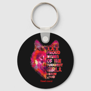 Blood Cancer Wolf Mum Toughest Girl Warrior Key Ring