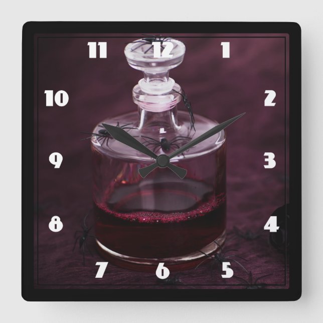 Blood Decanter Square Wall Clock (Front)