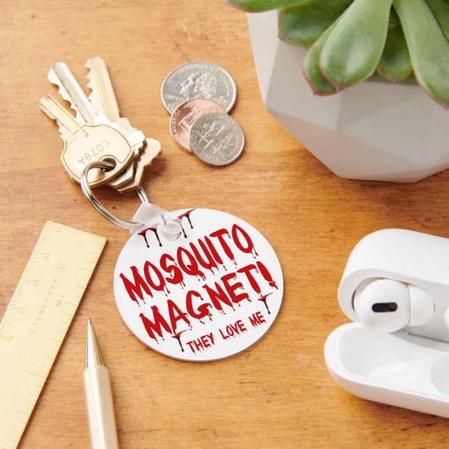 Blood Dripping Mosquito Magnet They Love Me Key Ring (Desk)