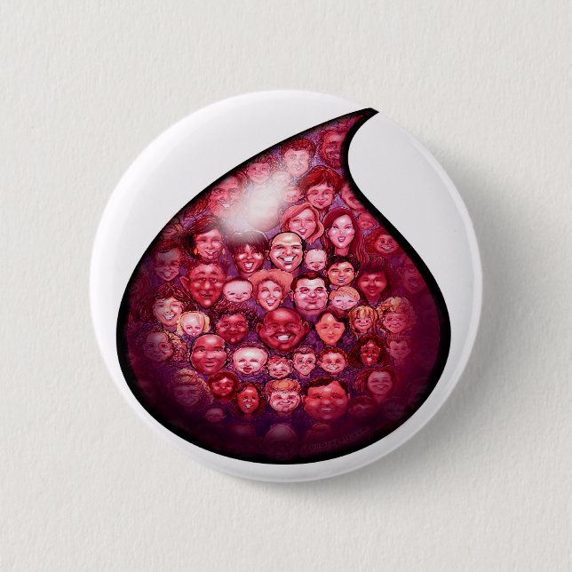 Blood Drop 6 Cm Round Badge (Front)