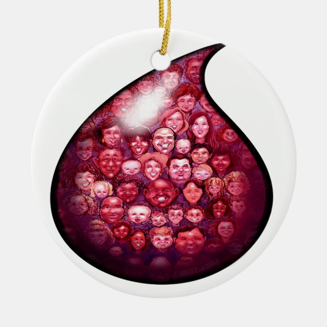 Blood Drop Ceramic Ornament (Front)