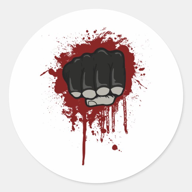 Blood fist classic round sticker (Front)