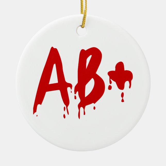 Blood Group AB+ Positive #Horror Hospital Ceramic Tree Decoration (Front)