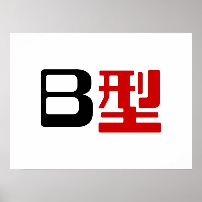 Blood Group B Japanese Kanji Poster (Front)