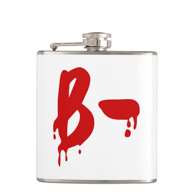 Blood Group B- Negative #Horror Hospital Hip Flask (Front)