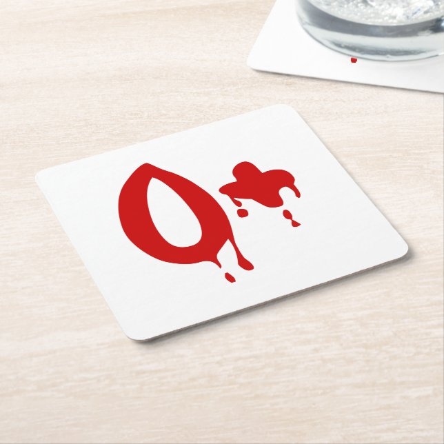Blood Group O+ Positive #Horror Hospital Square Paper Coaster (Angled)