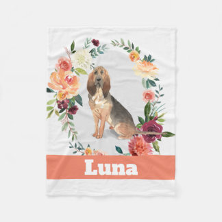 Blood Hound Dog personalised watercolor Fleece Blanket