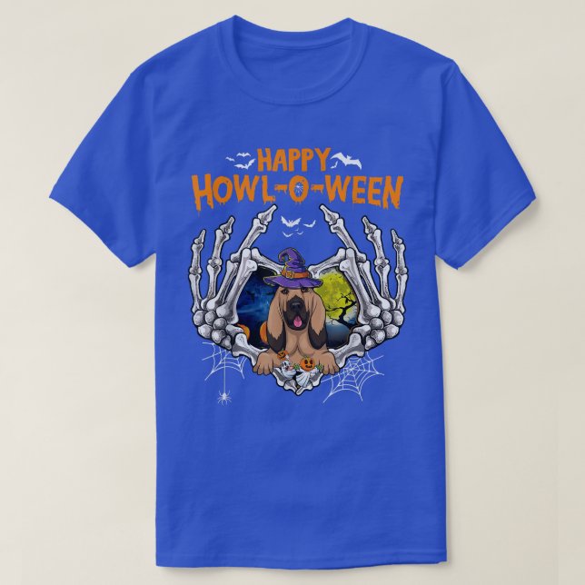 Blood Hound Skeleton Heart Happy HowlOWeen Costume T-Shirt (Design Front)
