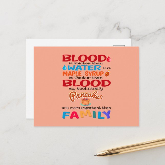 Blood is Thicker than Water But Maple Syrup is Postcard (Front/Back In Situ)