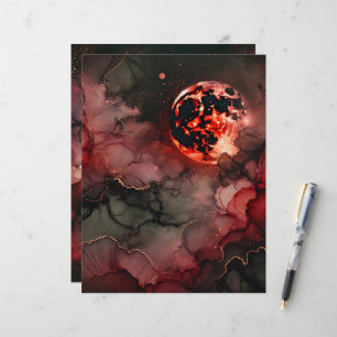 Blood Moon Glow Halloween Alcohol Ink Scrapbook