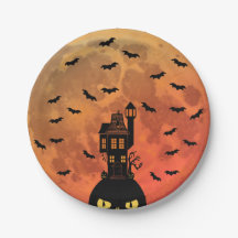 Blood Moon Haunted House Plate