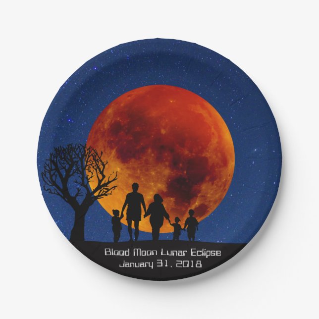 Blood Moon Lunar Eclipse 2018 Paper Plate (Front)